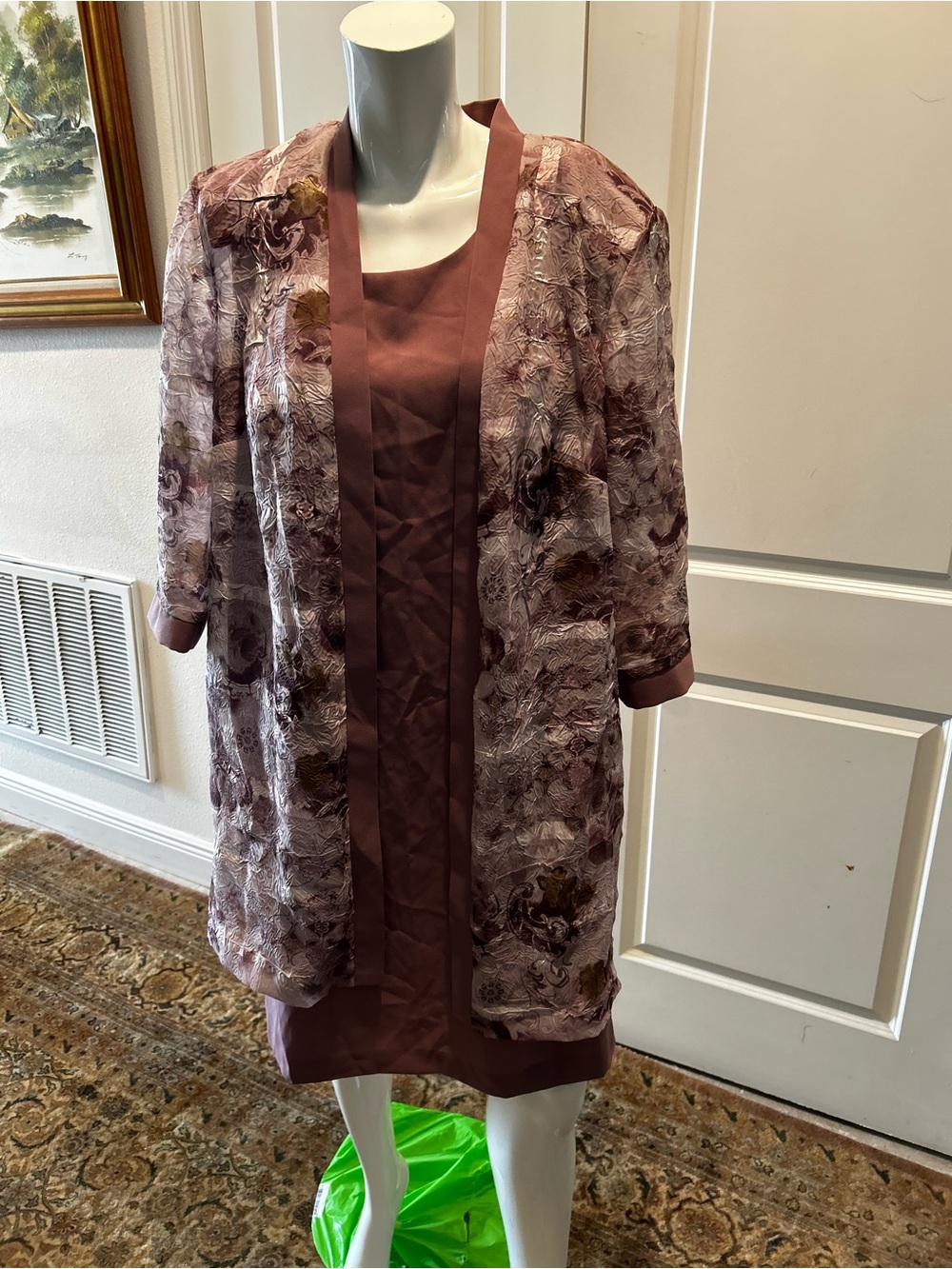Able Mauve Floral Two-Piece Dress and Jacket Set